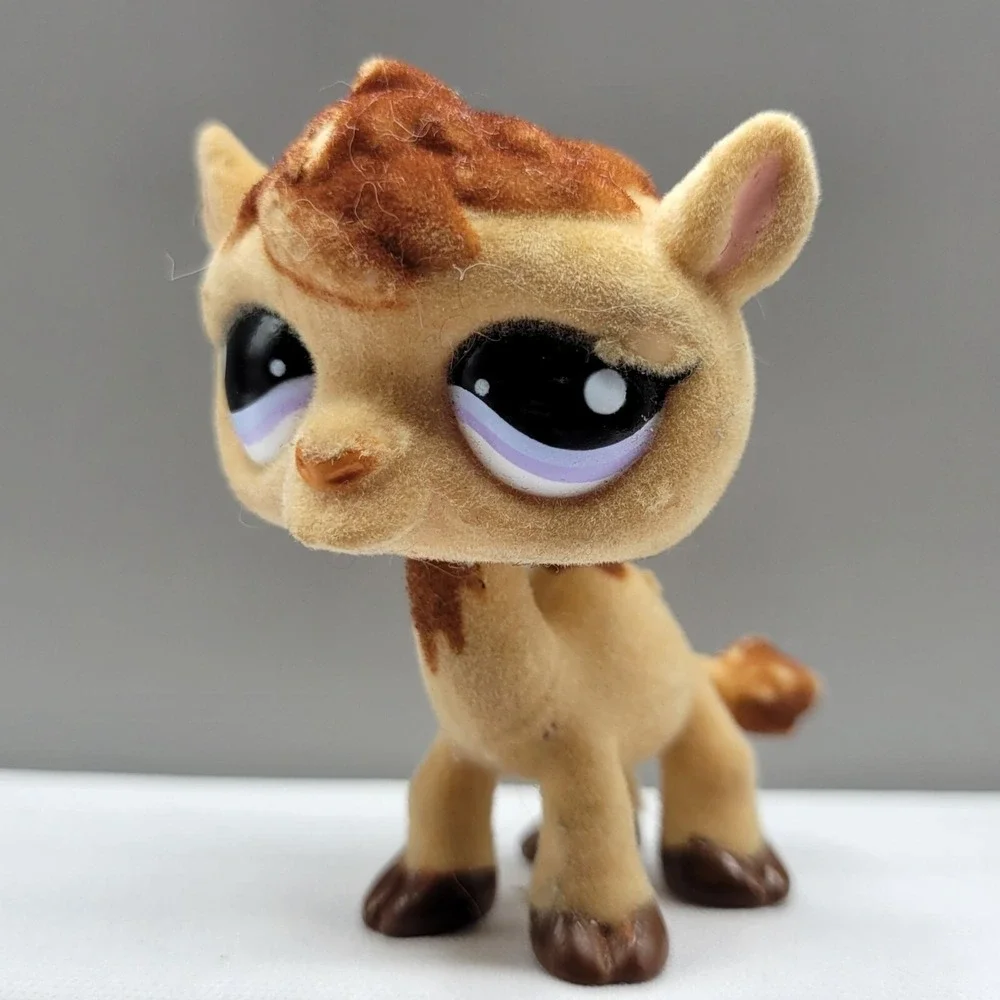 Littlest Pet Shop LPS #997 Camel Flocked Horse Figure Brown & Tan Hasbro